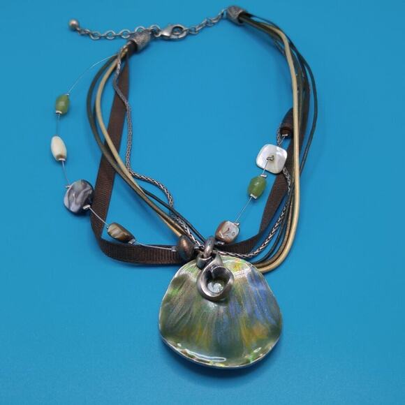 Chico's Beaded Necklace, Gemstones Shell, 6 Strands, Iridescent Metal, 19 Inches - Picture 10 of 10